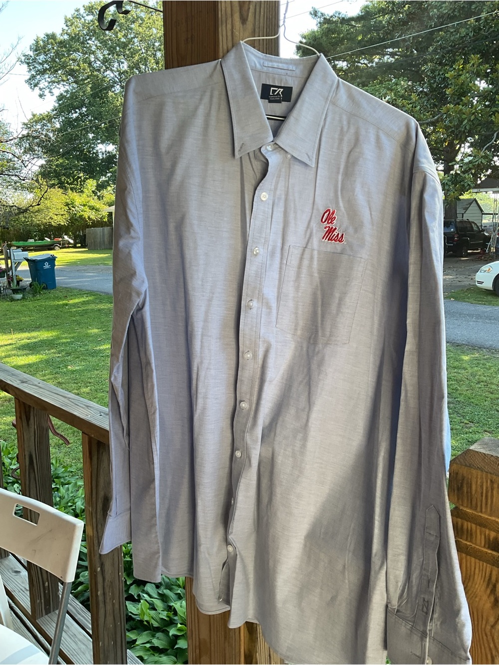 CUTTER&BUCK 2XT “Ole Miss “Embroidered Long-Sleeve Button-Down Shirt